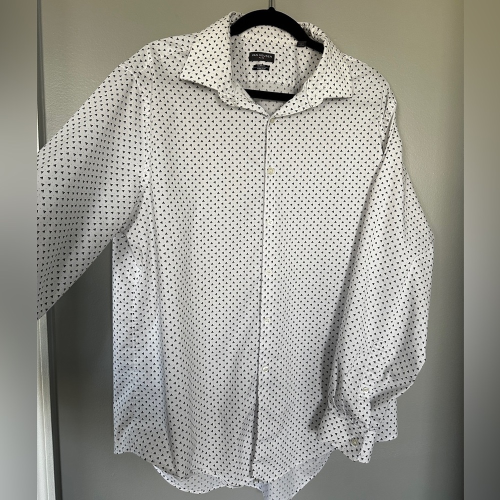 Van Heusen White Shirt with Black Triangle Pattern